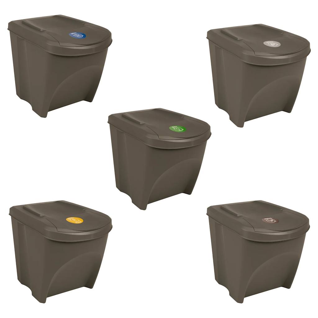 Caixotes do lixo empilháveis 3 pcs 75 l polipropileno cinzento
