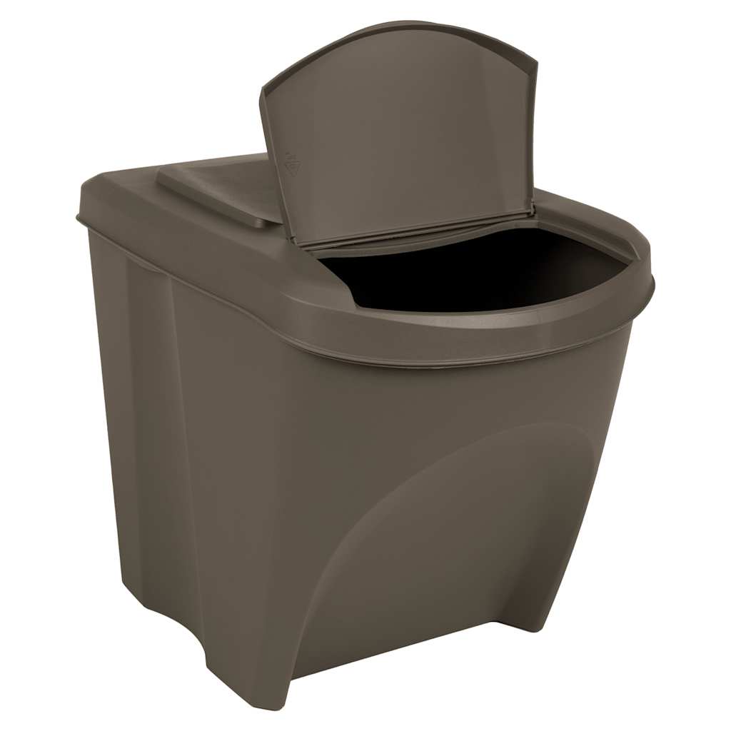 Caixotes do lixo empilháveis 3 pcs 75 l polipropileno cinzento