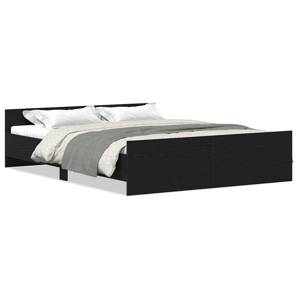 Estrutura de cama sem colchão, carvalho preto, 150x200 cm, madeira engenheirada