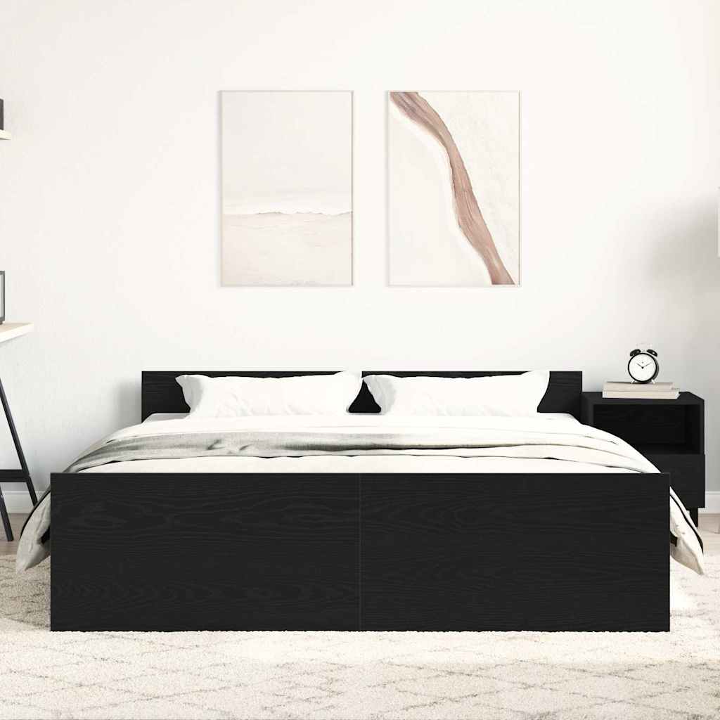Estrutura de cama sem colchão, carvalho preto, 150x200 cm, madeira engenheirada