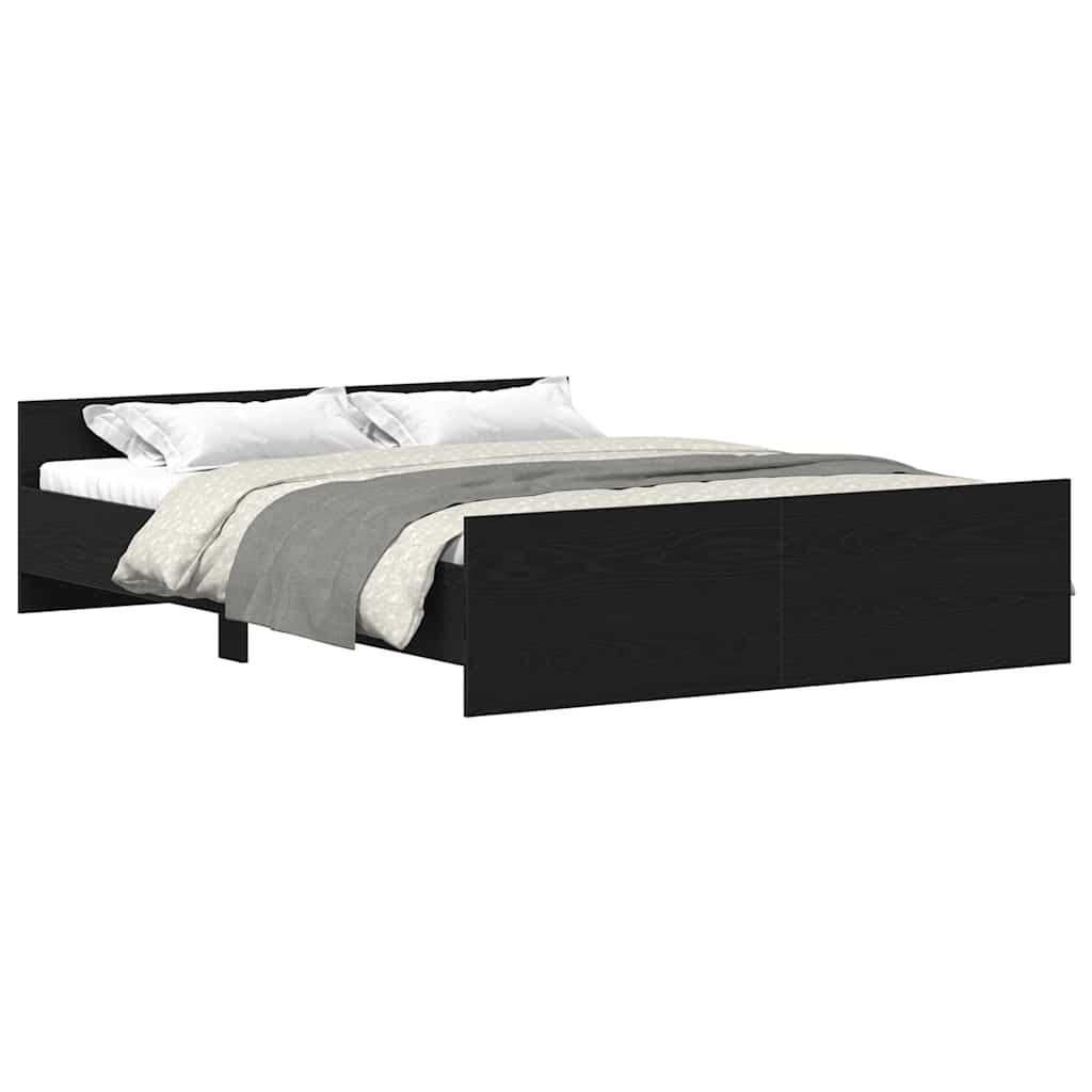 Estrutura de cama sem colchão, carvalho preto, 150x200 cm, madeira engenheirada