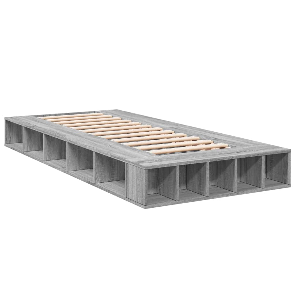 Estrutura cama 75x190 cm derivados de madeira cinzento sonoma