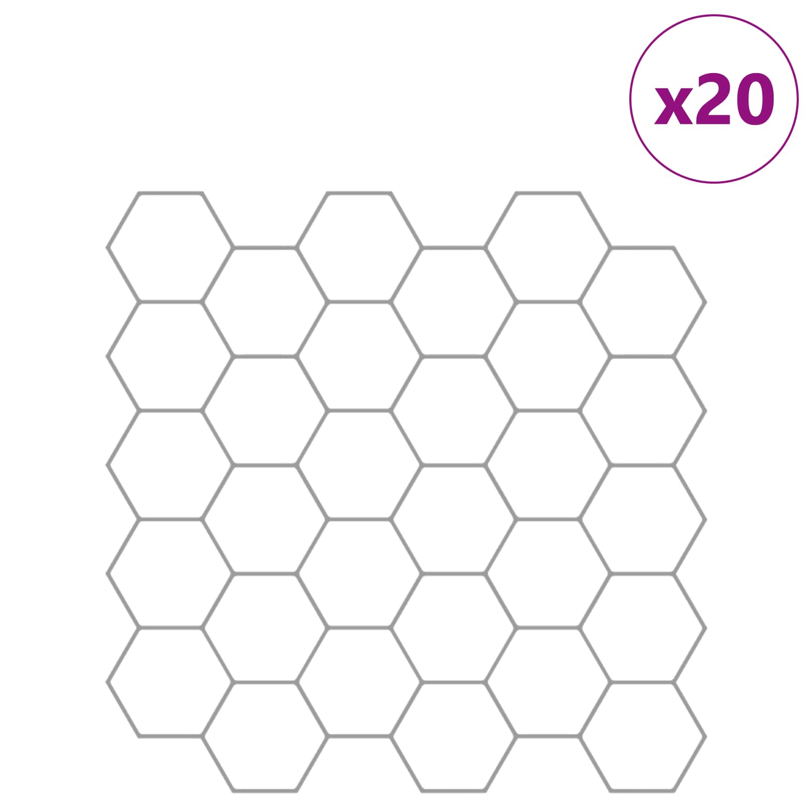 Azulejo hexagonal 20 unid. branco e cinza 30 x 30 cm