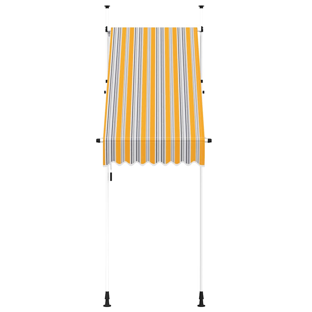 Toldo retrátil manual 100 cm riscas amarelas e azuis