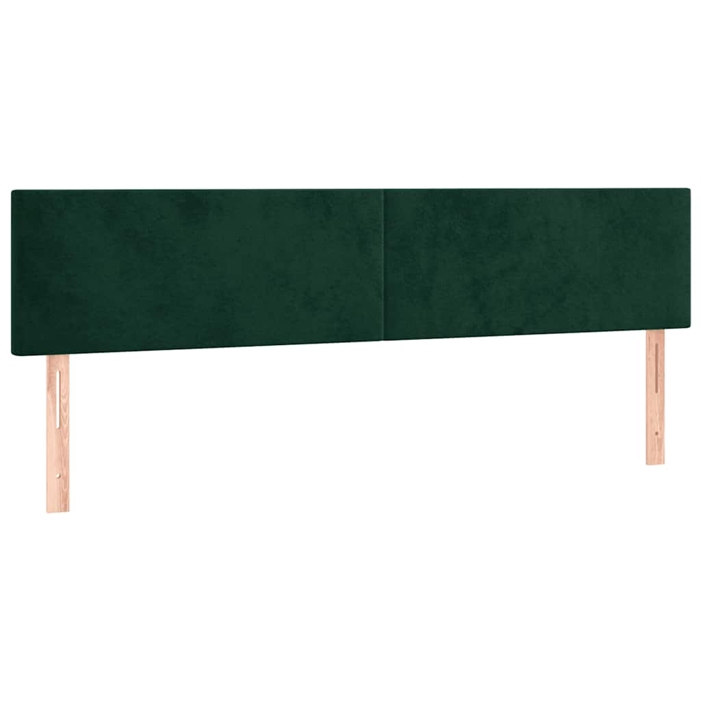 Cabeceira de cama c/luzes LED veludo 180x5x78/88cm verde-escuro