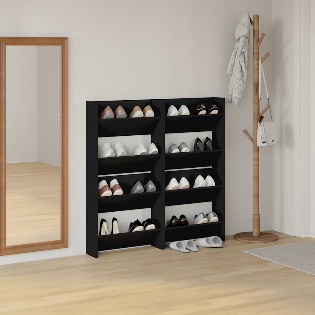 Sapateiras de parede 4 pcs derivados de madeira preto