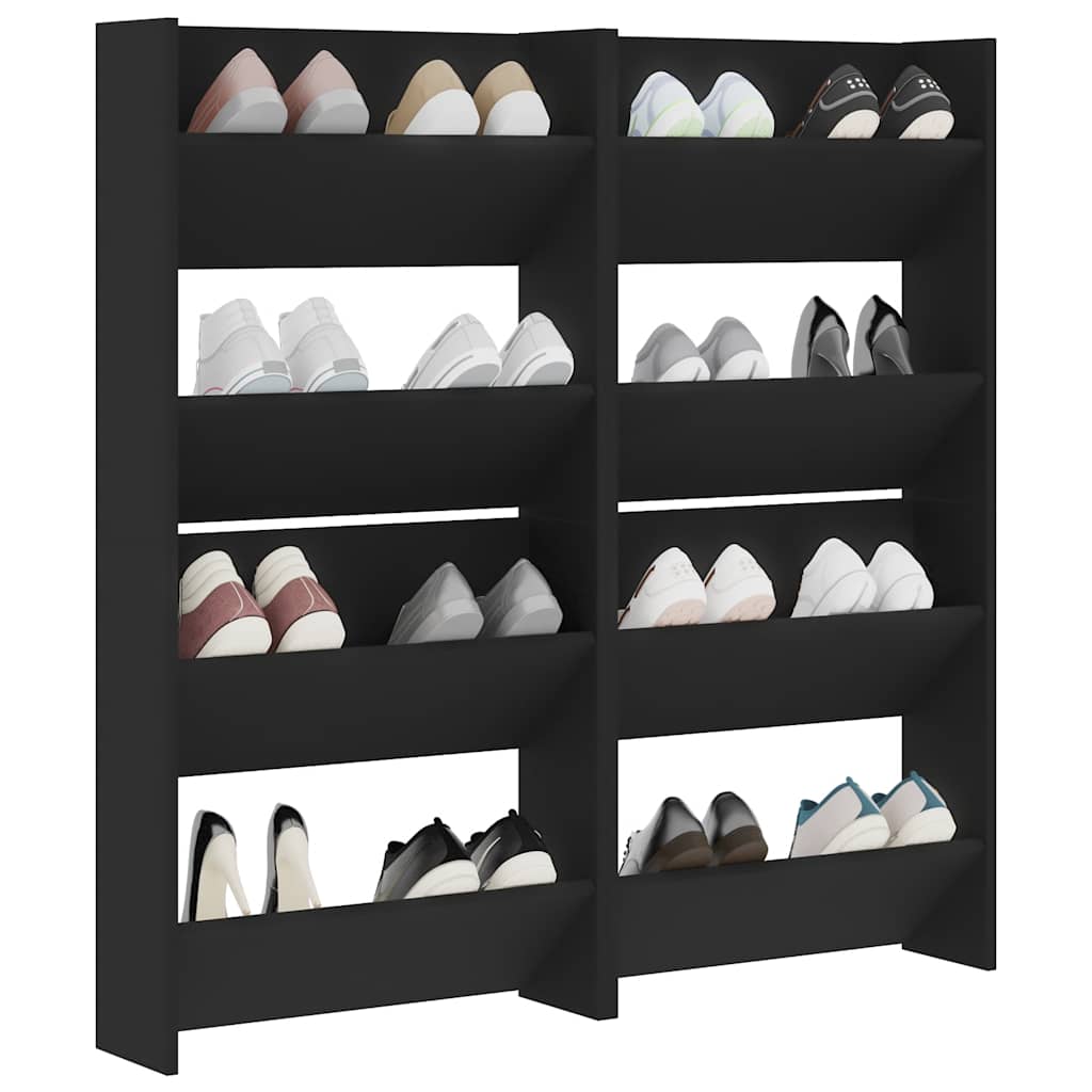 Sapateiras de parede 4 pcs derivados de madeira preto