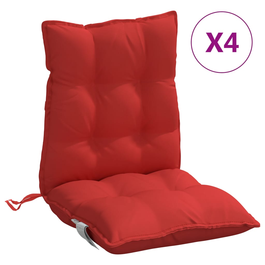 Almofadões cadeira encosto baixo 4 pcs tecido oxford vermelho