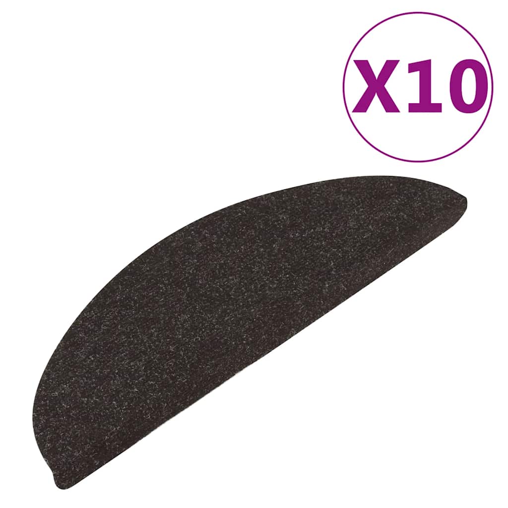 Tapetes de escada adesivos 10 pcs 56x17x3 cm preto