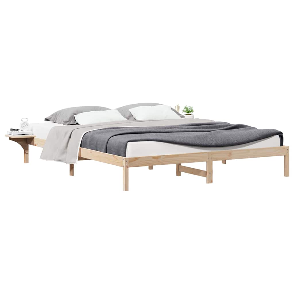 Cama com mesas laterais natural 200 x 210 cm