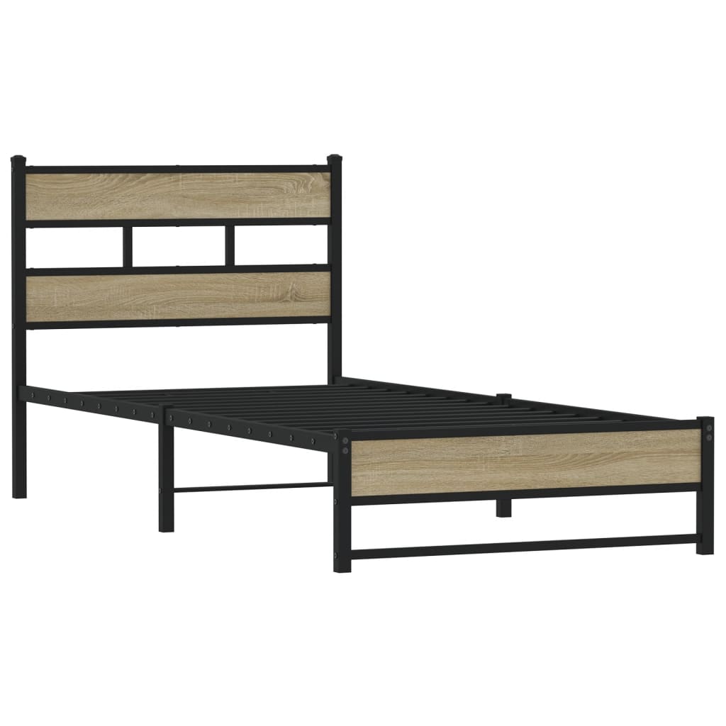 Estrutura de cama sem colchão 80x200 cm metal carvalho sonoma