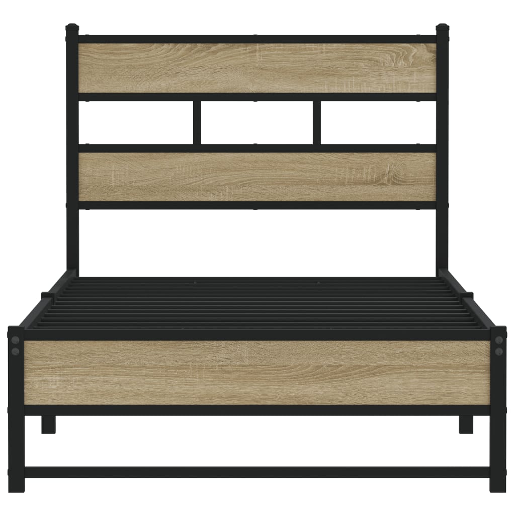 Estrutura de cama sem colchão 80x200 cm metal carvalho sonoma