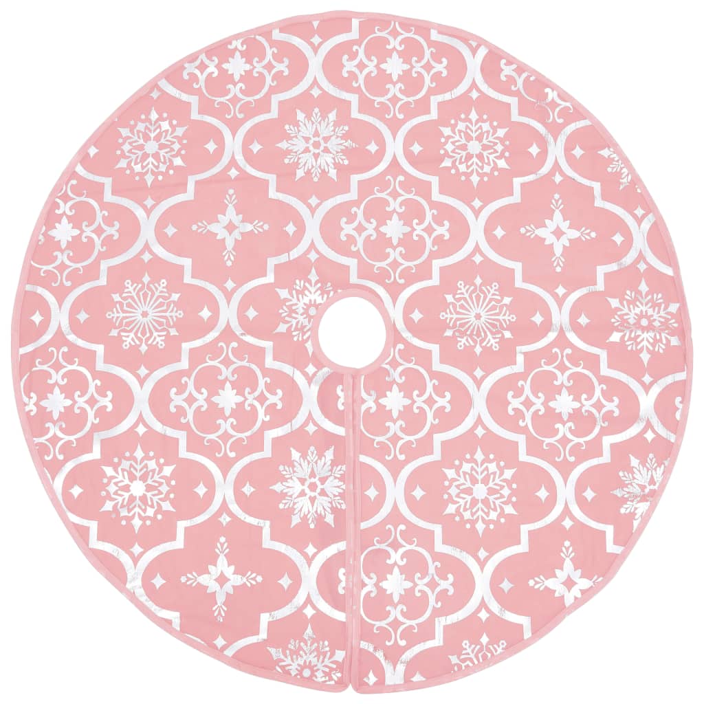 Saia para árvore de natal luxuosa 150 cm com meia tecido rosa