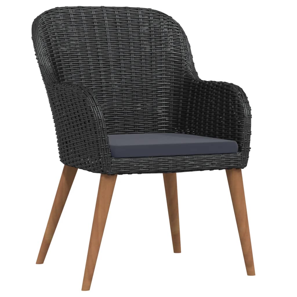 5 Pcs conjunto de jantar p/ jardim c/ almofadões preto