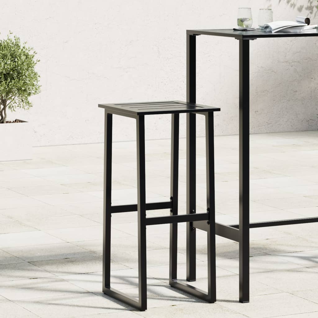 Bancos de bar 2 pcs 38x38x80 cm aço revestido a pó preto