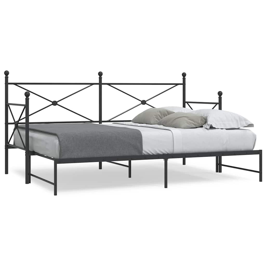 Cama de dia com gavetão sem colchão 75x190 cm aço preto