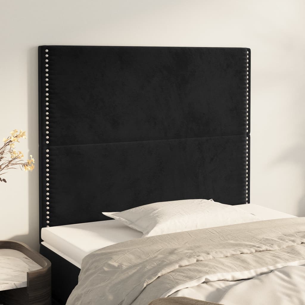 Cabeceira preta 90x5x118/128 cm veludo