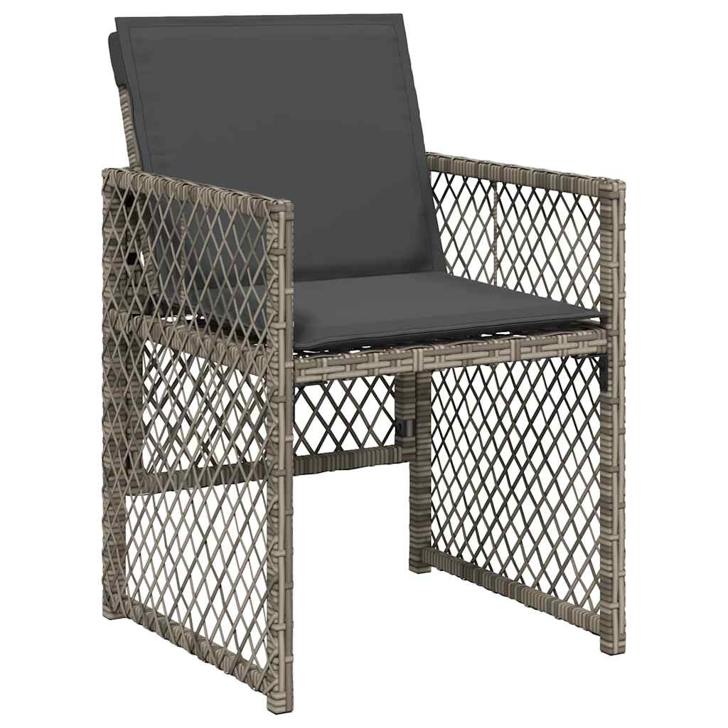 17 Pcs conj. de jantar p/ jardim c/ almofadões vime PE cinzento