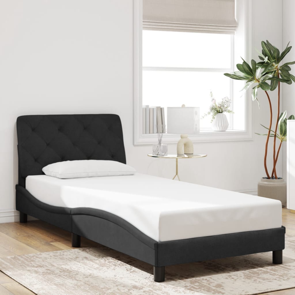 Estrutura de cama com LED sem colchão 90x190 cm veludo preto