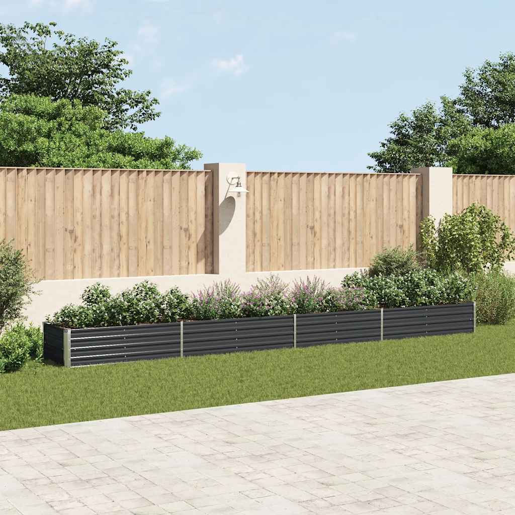 Canteiro elevado jardim aço galvanizado 600x80x45 cm antracite