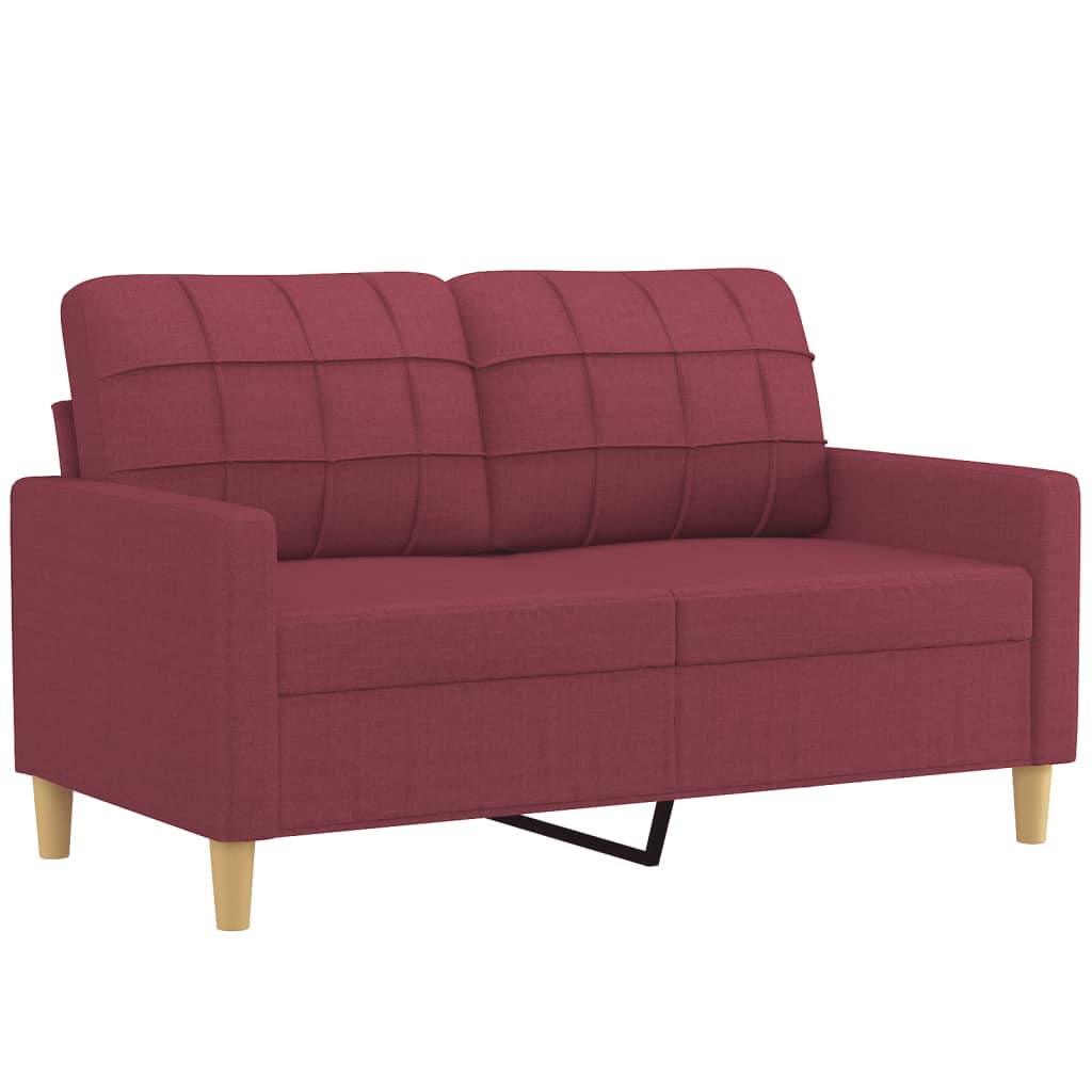 4 Pcs conjunto de sofás com almofadões tecido vermelho tinto