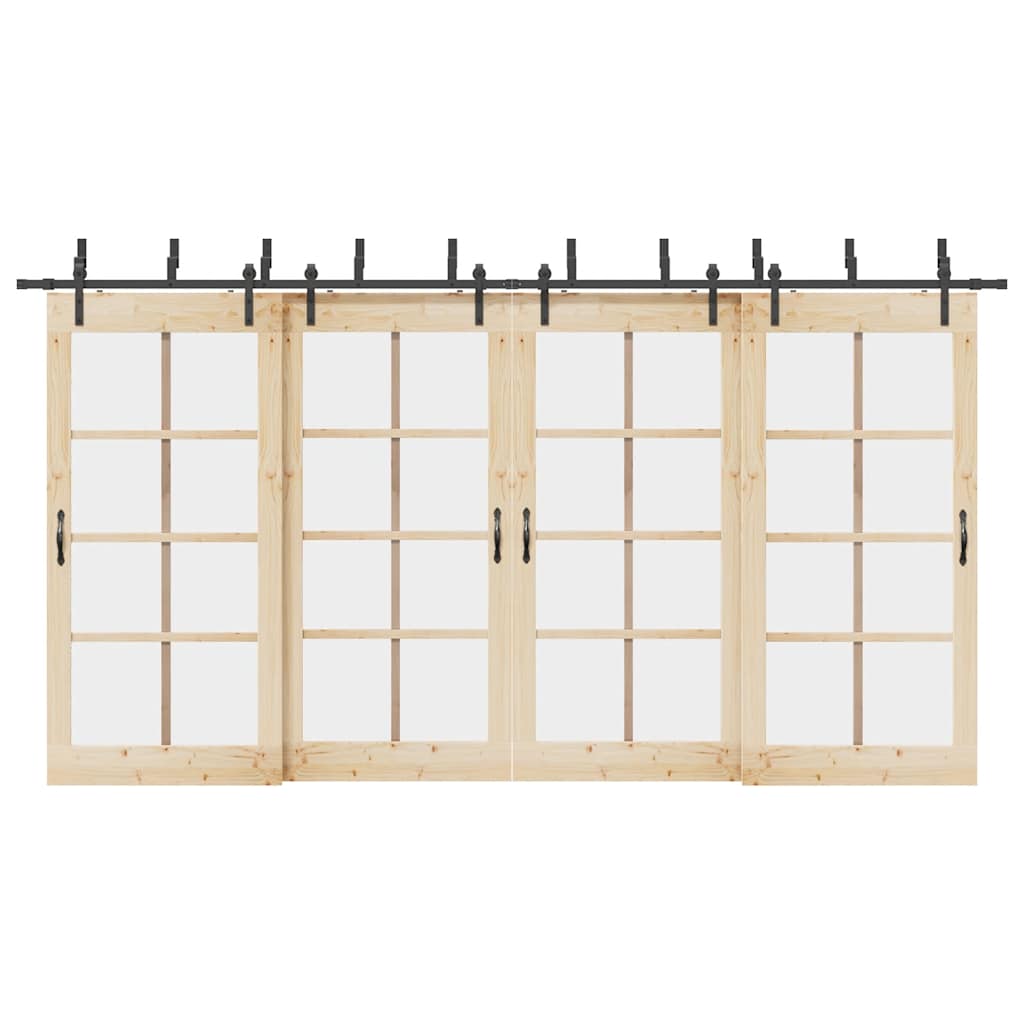 Kit de ferragens para porta deslizante 427 cm aço preto