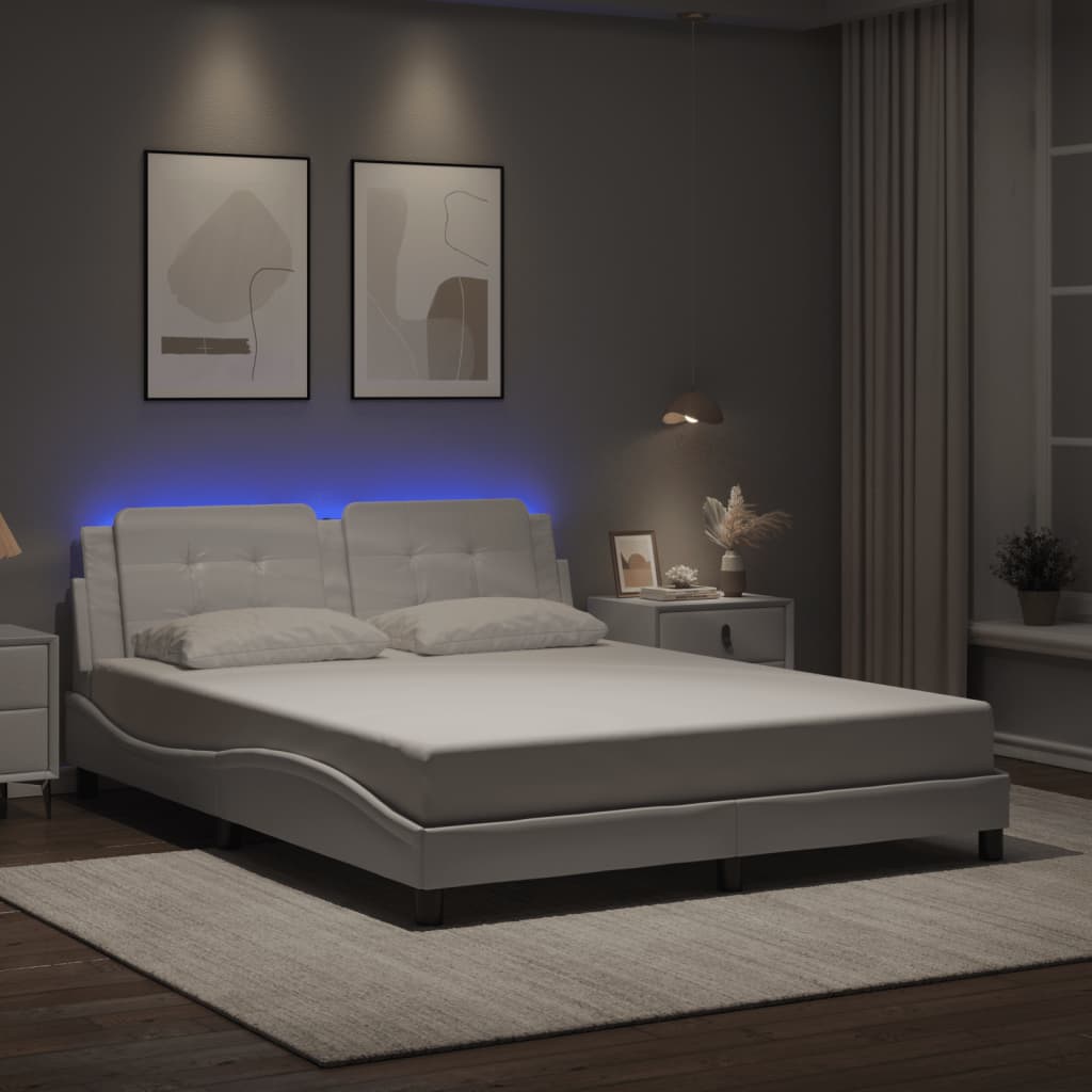 Estrutura de cama com LED sem colchão zadar 160x200 cm branco