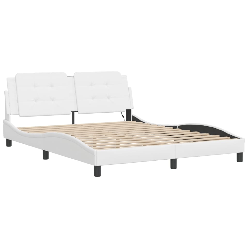 Estrutura de cama com LED sem colchão zadar 160x200 cm branco