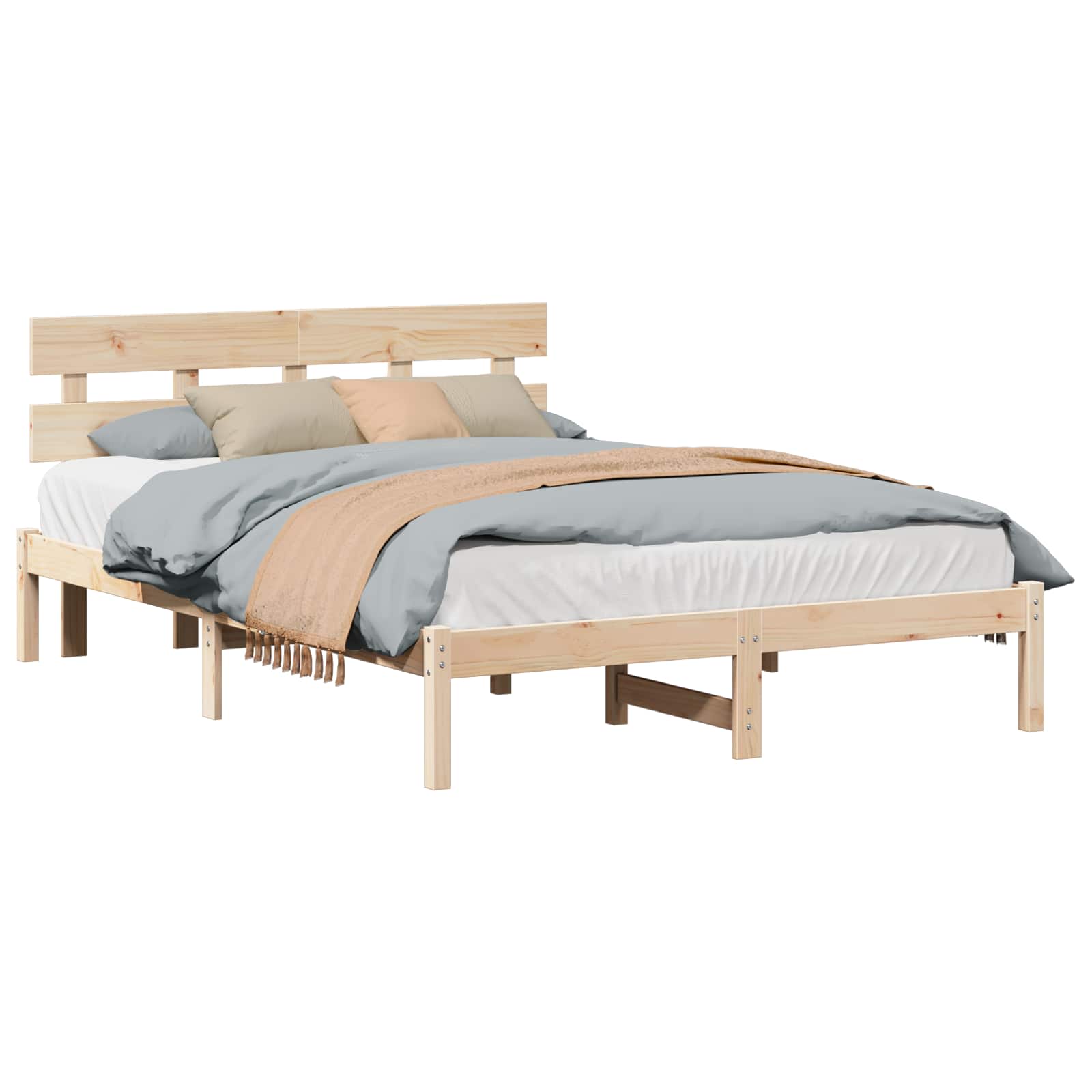 Estrutura da cama castanho 140 x 200 cm madeira de pinho maciça
