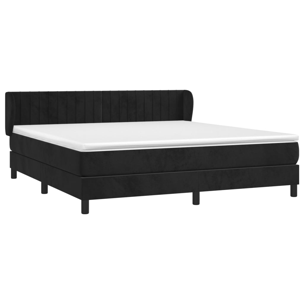 Cama com molas/colchão 160x200 cm veludo preto
