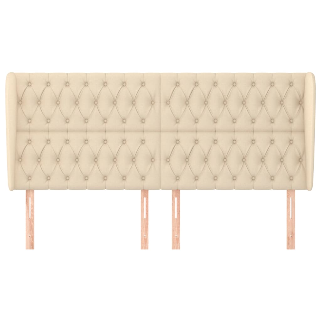 Cabeceira de cama c/ abas tecido 183x23x118/128 cm creme
