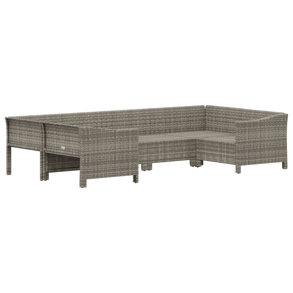 6 Pcs conjunto lounge de jardim c/ almofadões vime PE cinzento