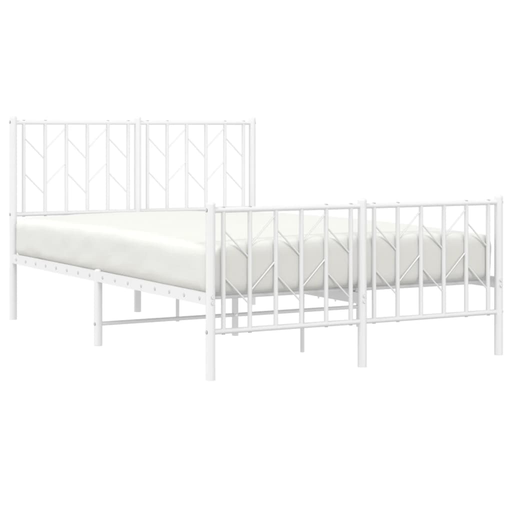 Estrutura de cama com cabeceira e pés 120x190 cm metal branco