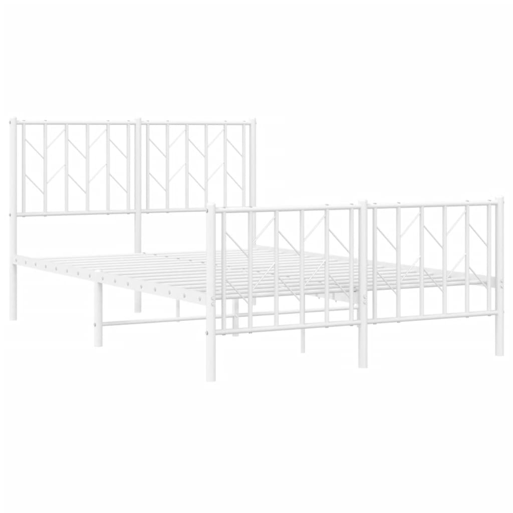 Estrutura de cama com cabeceira e pés 120x190 cm metal branco