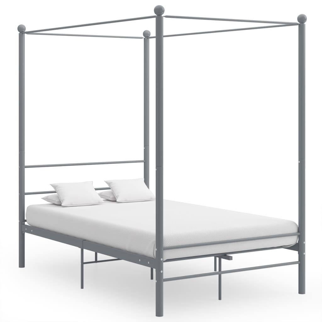 Estrutura de cama com dossel 120x200 cm metal cinzento
