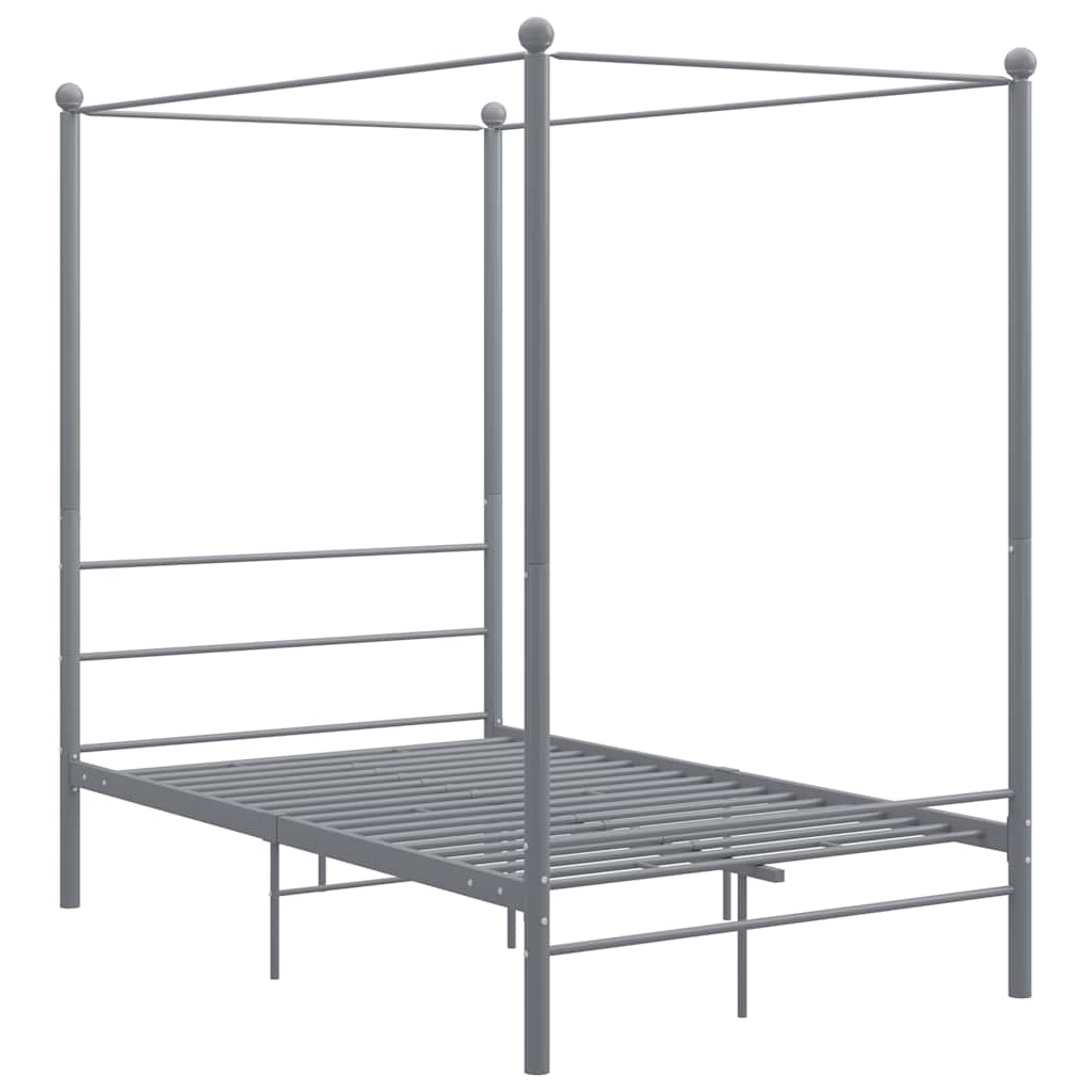 Estrutura de cama com dossel 120x200 cm metal cinzento