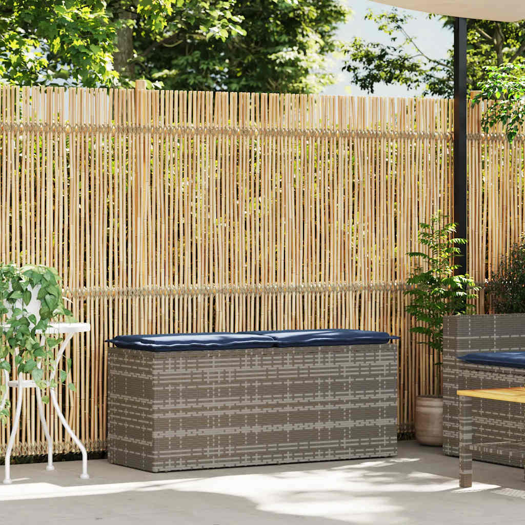 Banco de jardim com almofadão 110x40x44 cm vime PE cinzento