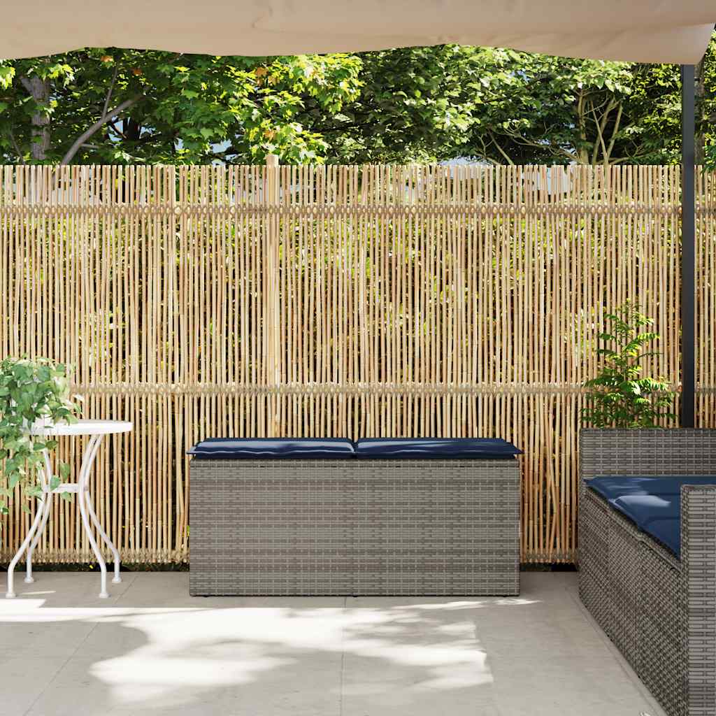 Banco de jardim com almofadão 110x40x44 cm vime PE cinzento