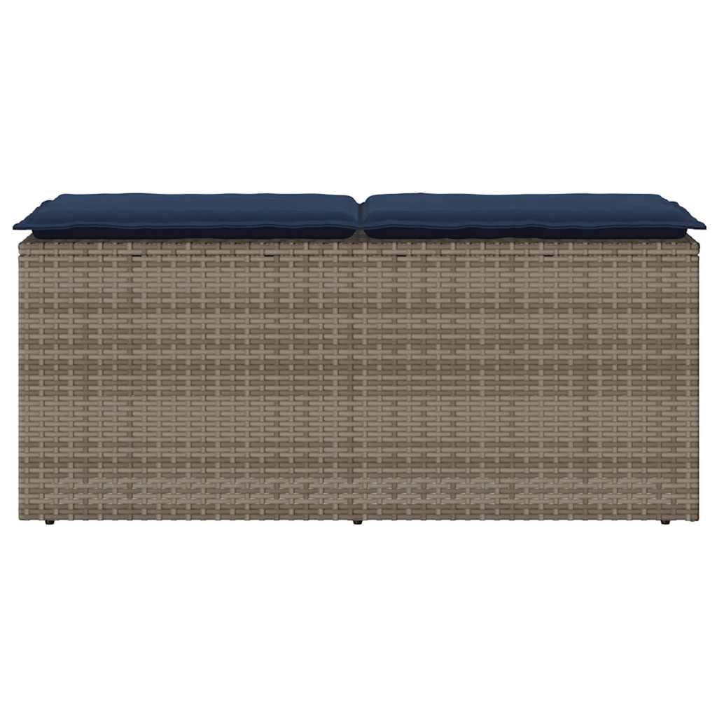 Banco de jardim com almofadão 110x40x44 cm vime PE cinzento