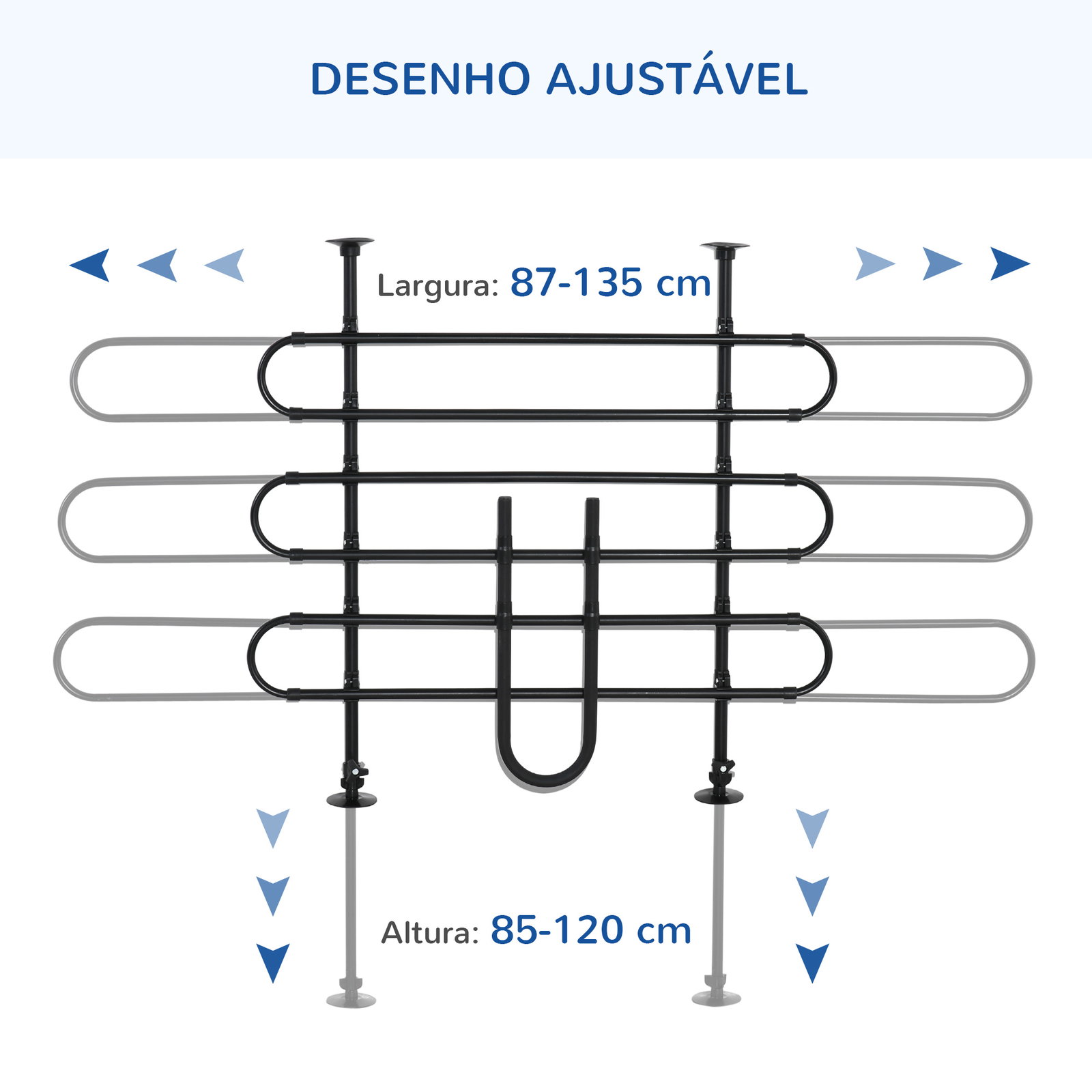 Grade de segurança de carro para cães ajustável em largura e altura 87-135x85x120cm grade separadora para porta malas de carro universal metal preto