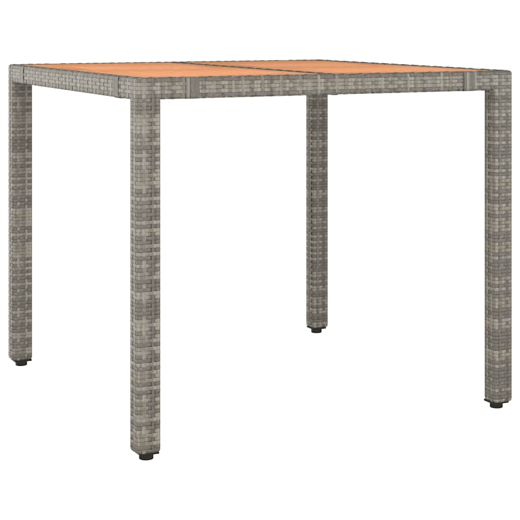 3 Pcs conjunto bistrô de jardim c/ almofadões vime PE cinza