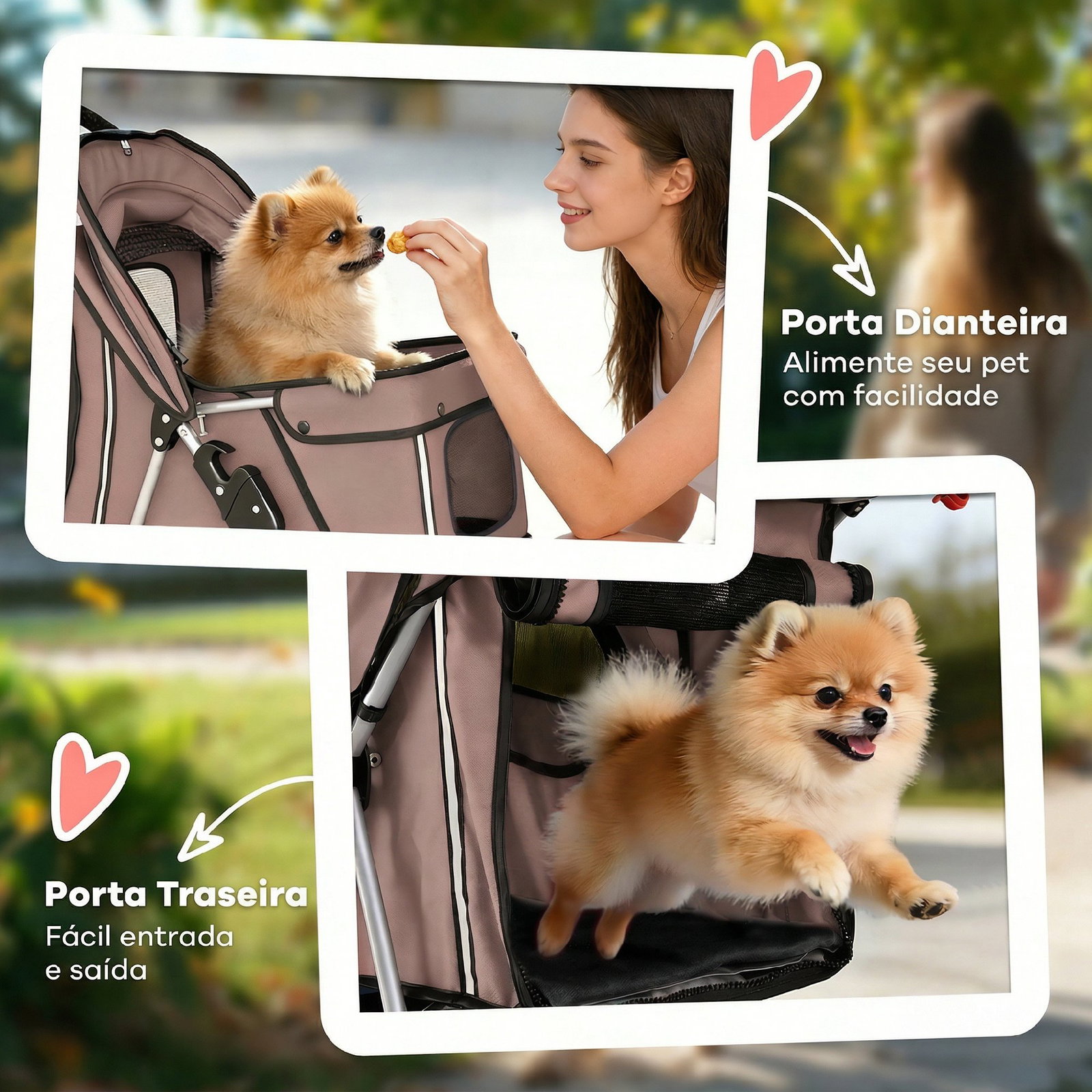 Carrinho para cães pequenos com cesto de armazenamento janelas de malha e cinto de segurança 77x44x102 cm castanho