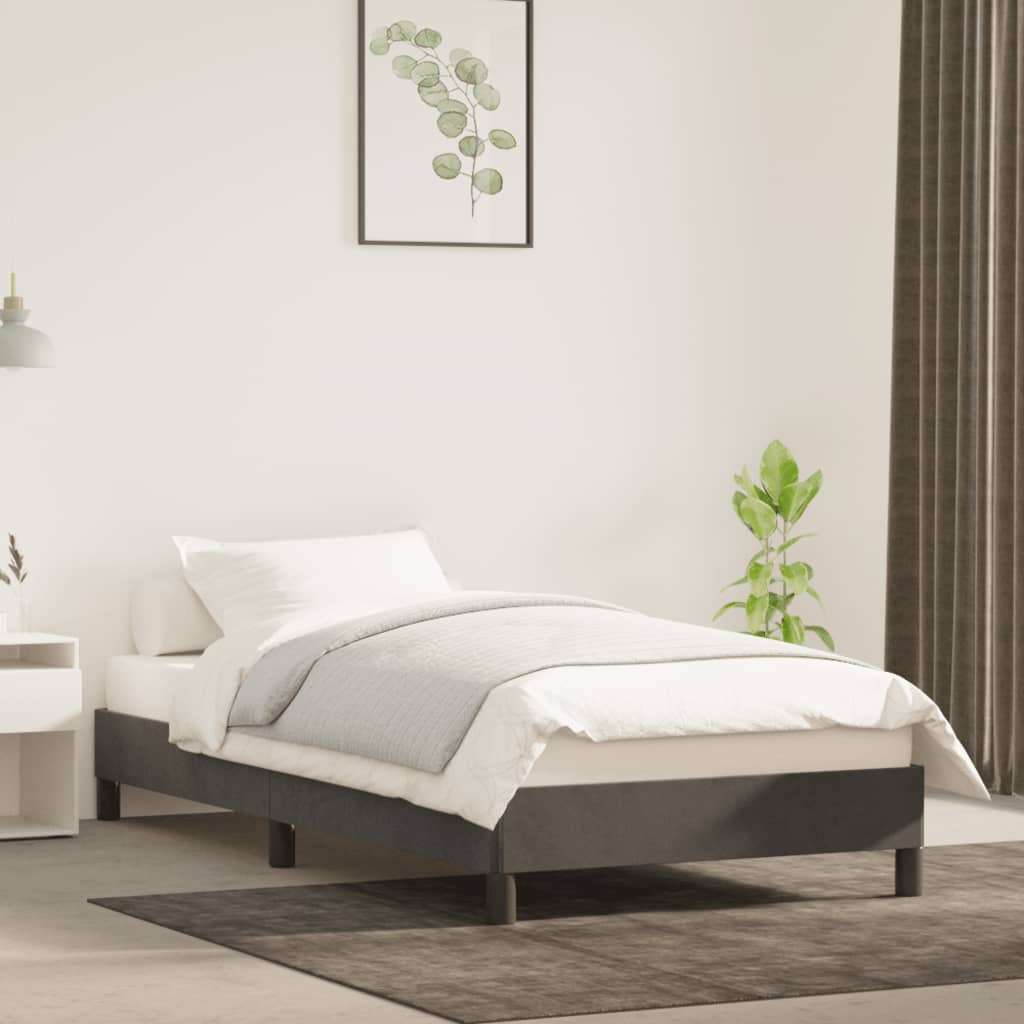 Estrutura de cama sem colchão 90x200 cm veludo cinzento-escuro