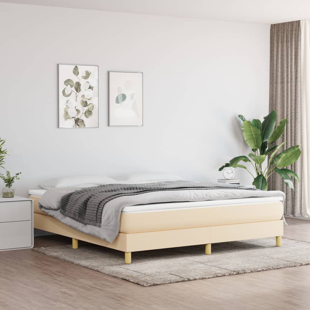Estrutura de cama com molas 160x200 cm tecido cor creme