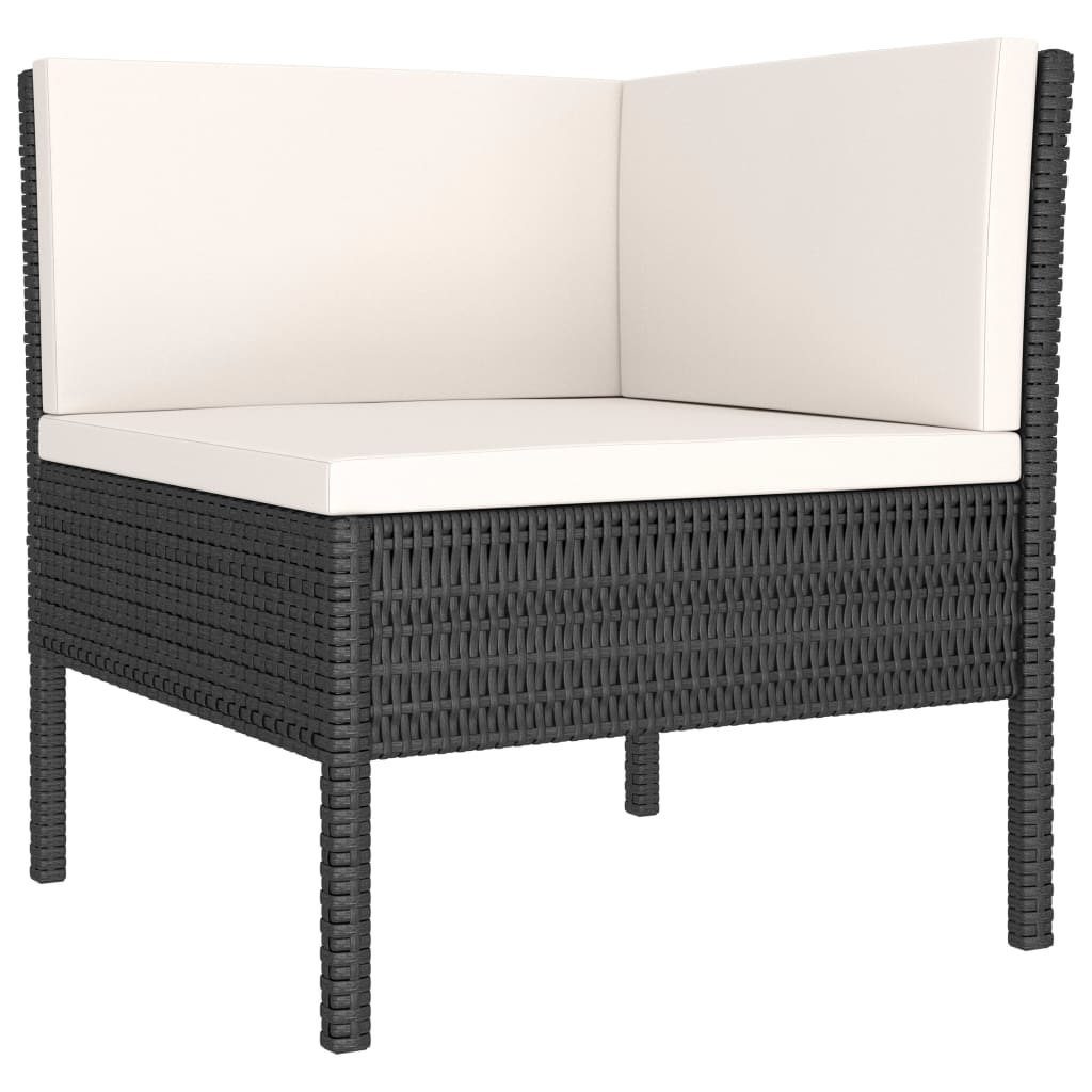 9 Pcs conjunto lounge de jardim c/ almofadões vime PE preto