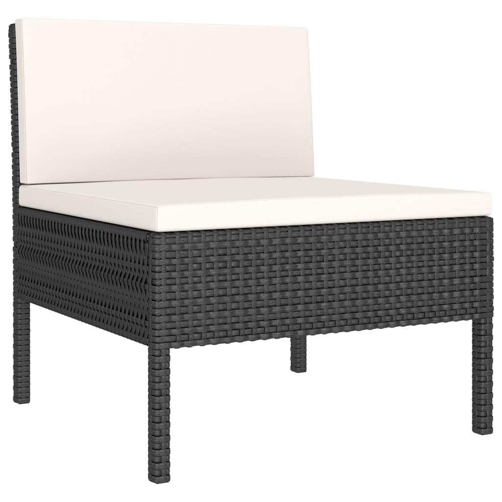 9 Pcs conjunto lounge de jardim c/ almofadões vime PE preto