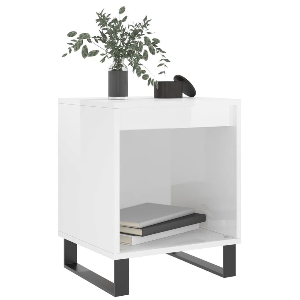 Mesa de cabeceira 2 pcs derivados de madeira branco brilhante