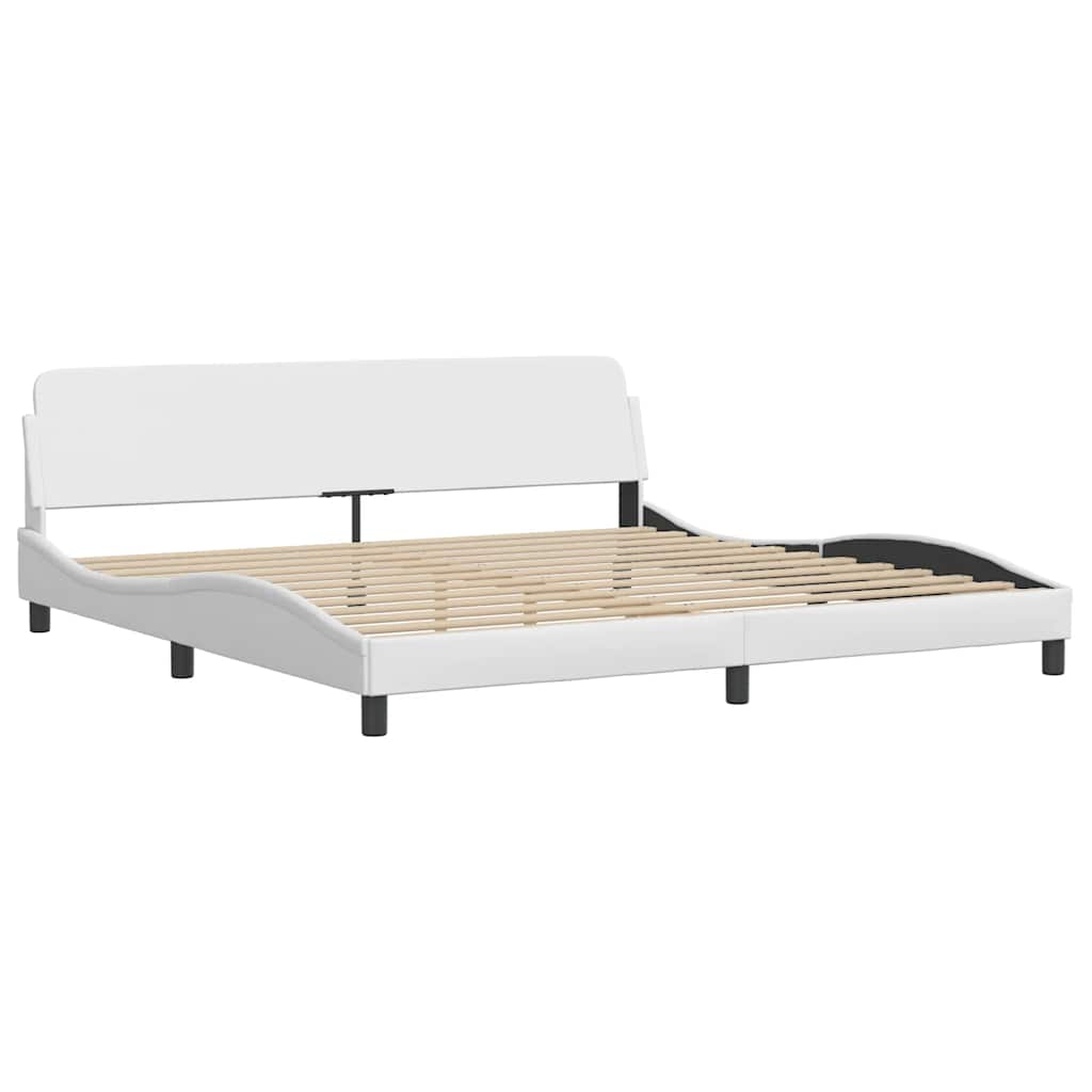 Cama com colchão dover 200x200 cm couro artificial branco