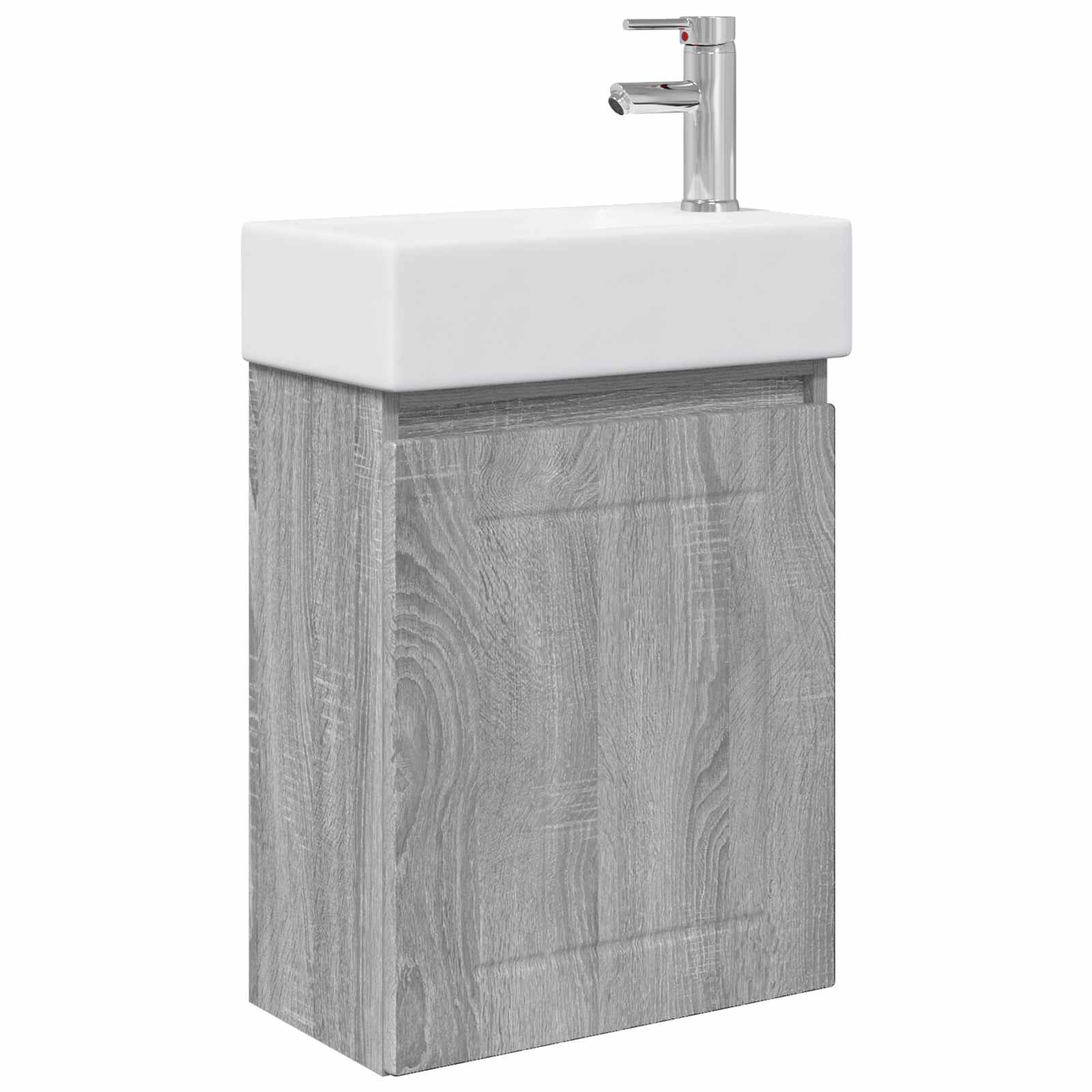 Conjunto de móveis de banheiro com torneira sonoma cinzento