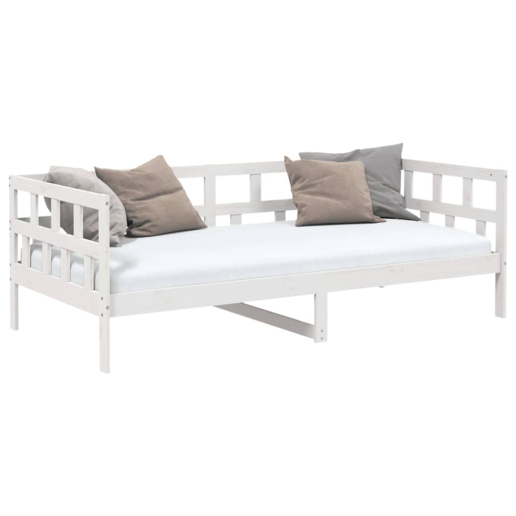 Sofá-cama 90x190 cm madeira de pinho maciça branco